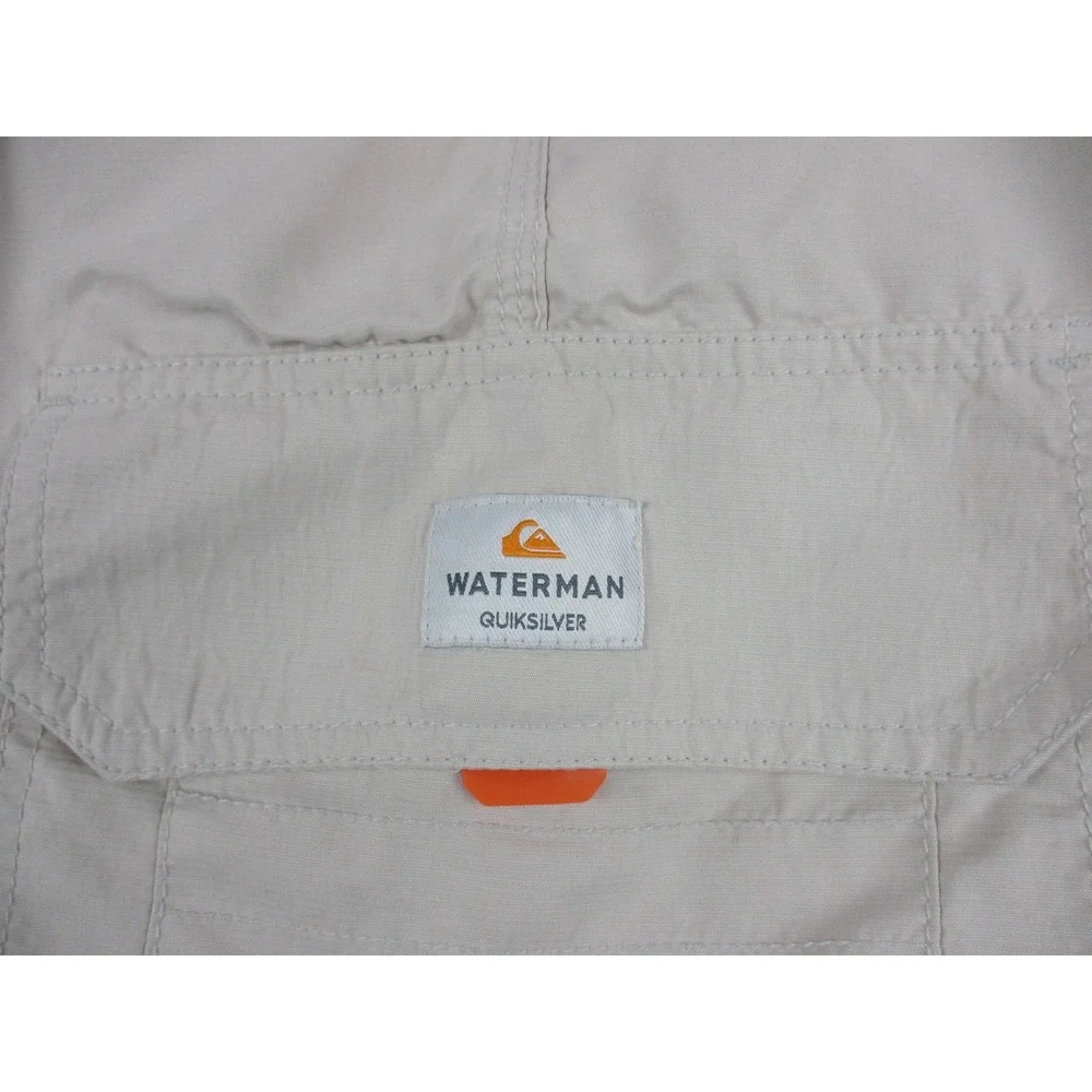 Quiksilver Shorts Mens 38 Beige Cargo Waterman Outdoor Zip Pockets 8